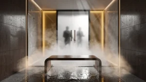 Installation hammam maison avec vapeur maîtrisée dans salle de bain moderne et lumineuse
