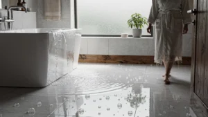 Salle de bain inondée sans siphon de sol, chaque débordement devient une corvée quotidienne